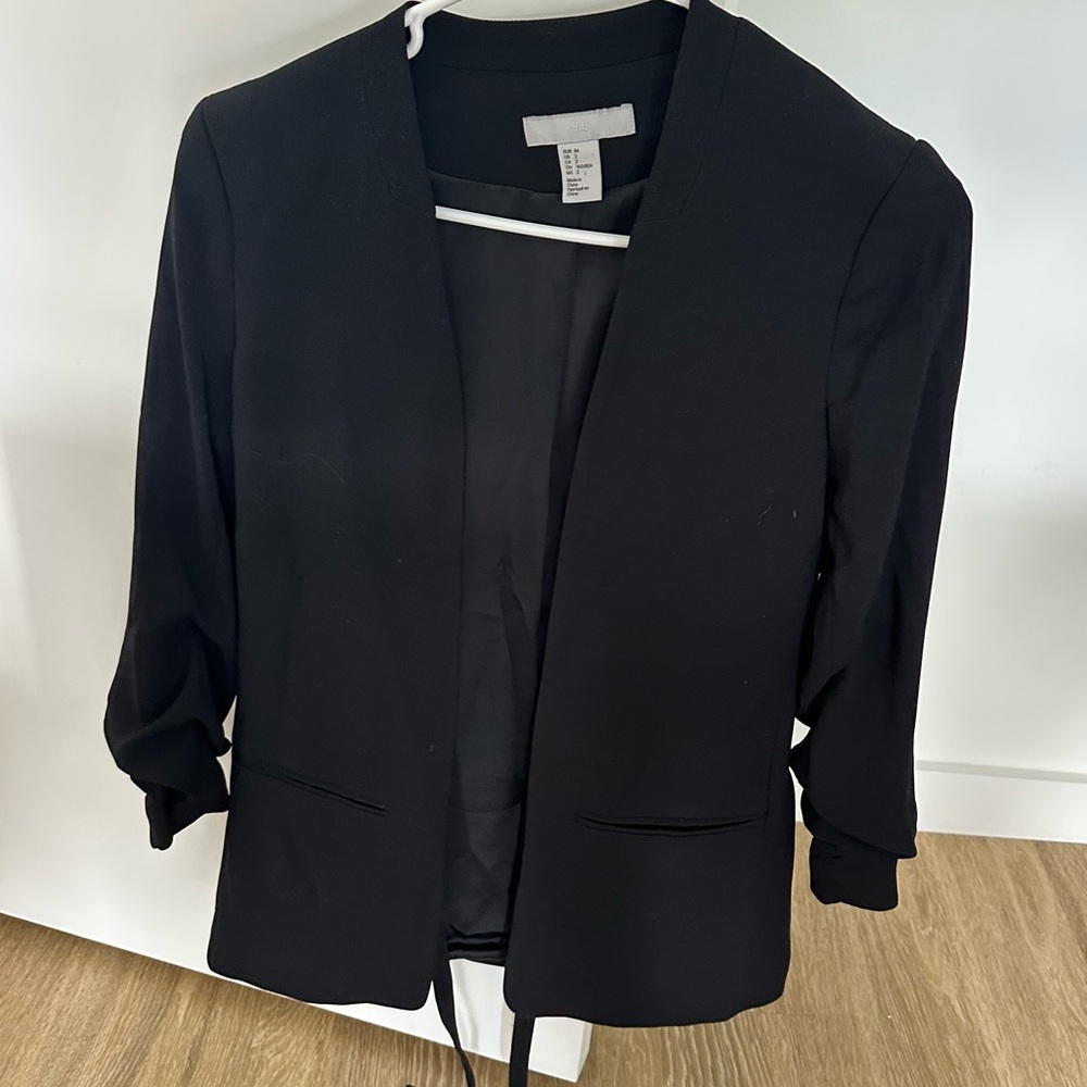 H&M Bunched Sleeve Blazer with Waist Tie
